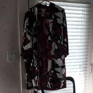 Chico's Women's Reversible Duster - Black, White, and Brown